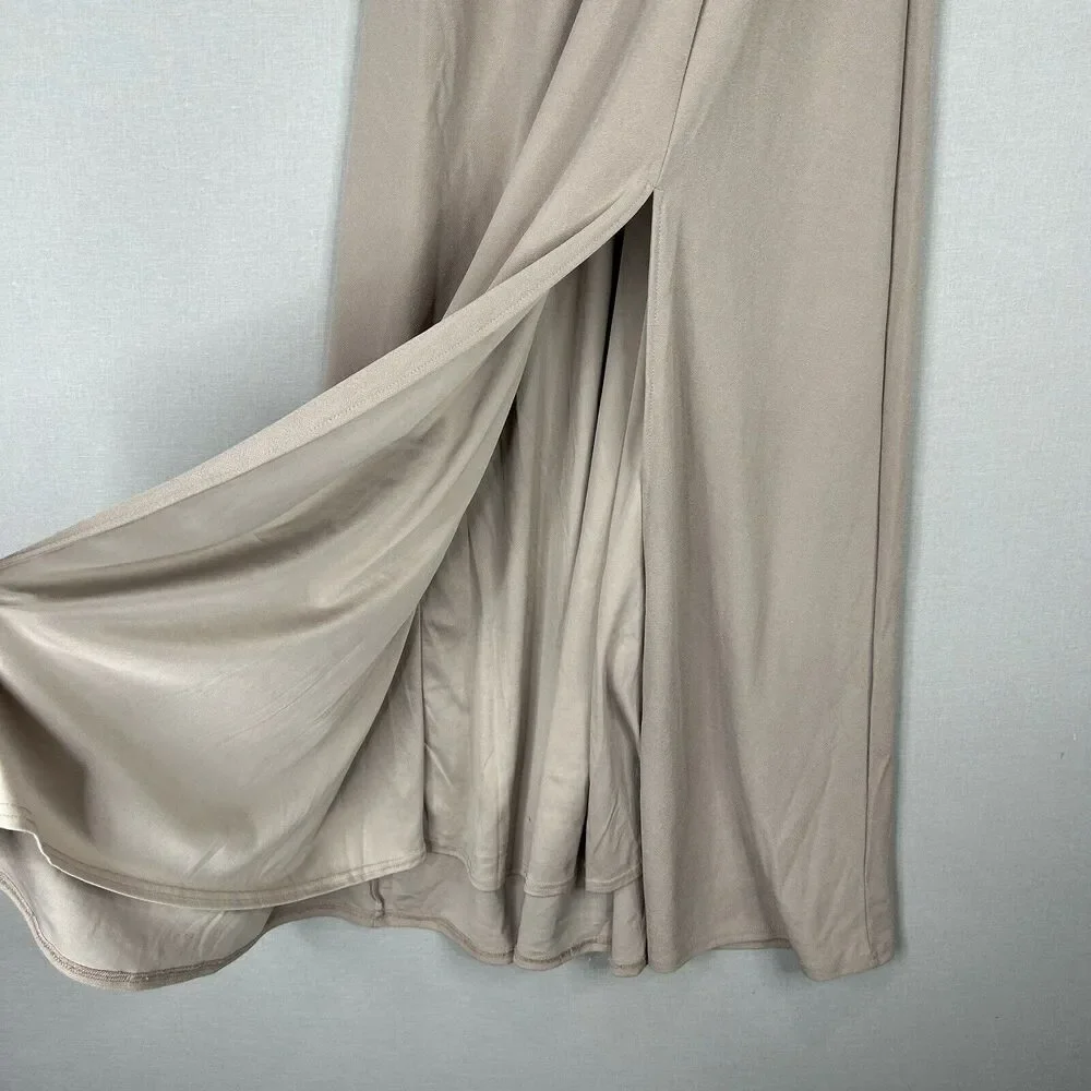 Birdy Grey Womens Dress Large Pink Cowl Flowy Side Slit Gown Formal Bridesmaid - Picture 4 of 11